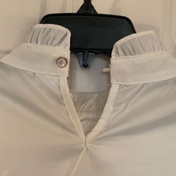 Pearl white satin blouse, pearl white, M - Picture 5 of 7